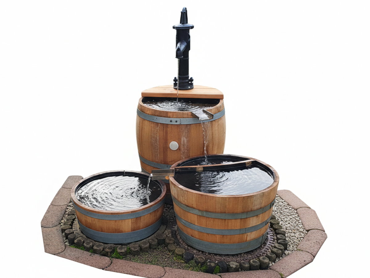 wasserspiel Brunnen Granitfindling Granitbrunnen Schiefersteinfindling Dolomitenfindling cascaden Holzfassbrunnen