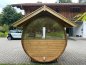 Preview: Saunafass mit Panorama Glasscheibe, Satteldach & Elektro-Ofen.