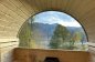 Preview: Saunafass mit Panorama Glasscheibe, Satteldach & Elektro-Ofen.