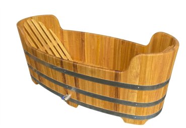 Romantika Whirlpoolanlage mit Heizung , Gartenbadewanne, Holzbadewanne, Liegebadewanne, Holzwanne, 2 Personen