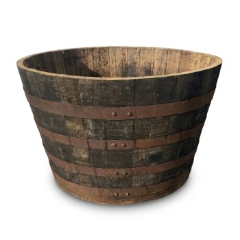 XXL Whiskyfass-Hälfte 250L | Massiver Eichenholz-Bottich Ø 92cm | Rustikaler Pflanzkübel & Miniteich