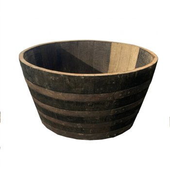 XXL Pflanzkübel & Miniteich 280L | Massive Whiskyfass-Hälfte Ø 97cm | Rustikaler Holzbottich aus Eiche