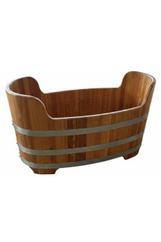 Robuste Sitzbadewanne aus Akazienholz für Innen- und Gartenbereiche