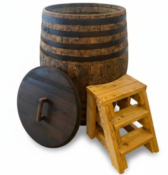 Tauchbecken Whiskyfass abgeschliffen 600 Liter Tauchbottich Saunatauchbecken