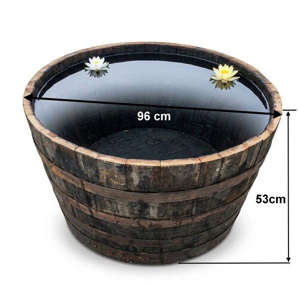 XXL Whiskyfass-Hälfte 300L | Massiver Eichen-Bottich Ø 96cm | Rustikaler Miniteich & XXL-Regentonne