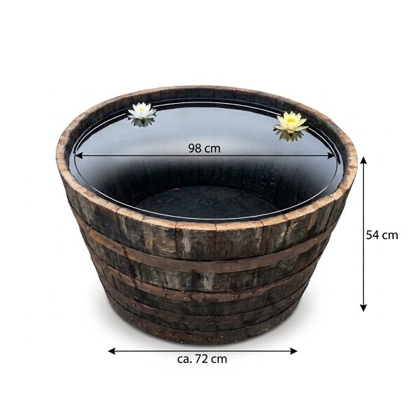 XXL Whiskyfass-Hälfte 300L | Massiver Eichen-Bottich Ø 96cm | Rustikaler Miniteich & XXL-Regentonne