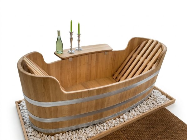 Romantika Whirlpoolanlage mit Heizung , Gartenbadewanne, Holzbadewanne, Liegebadewanne, Holzwanne, 2 Personen