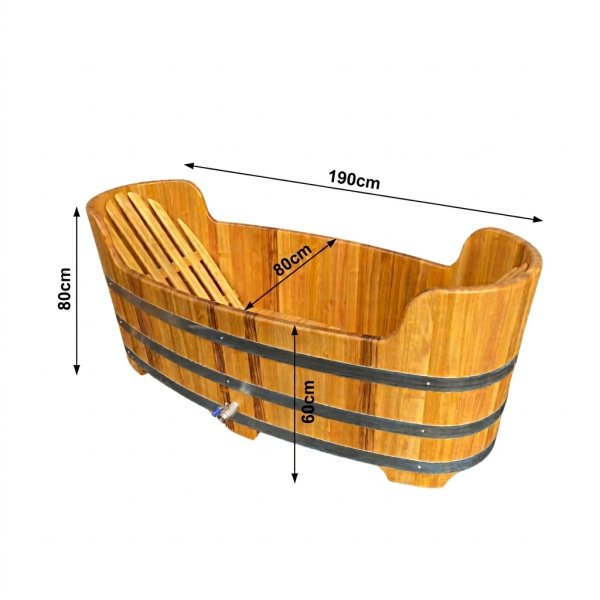 Romantika Whirlpoolanlage mit Heizung , Gartenbadewanne, Holzbadewanne, Liegebadewanne, Holzwanne, 2 Personen