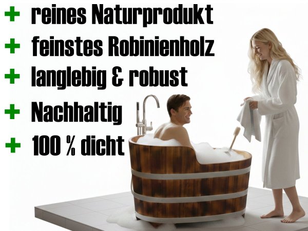 Zeitlose Eleganz: Die Holzbadewanne „Nostalgie“ aus massiver Robinie